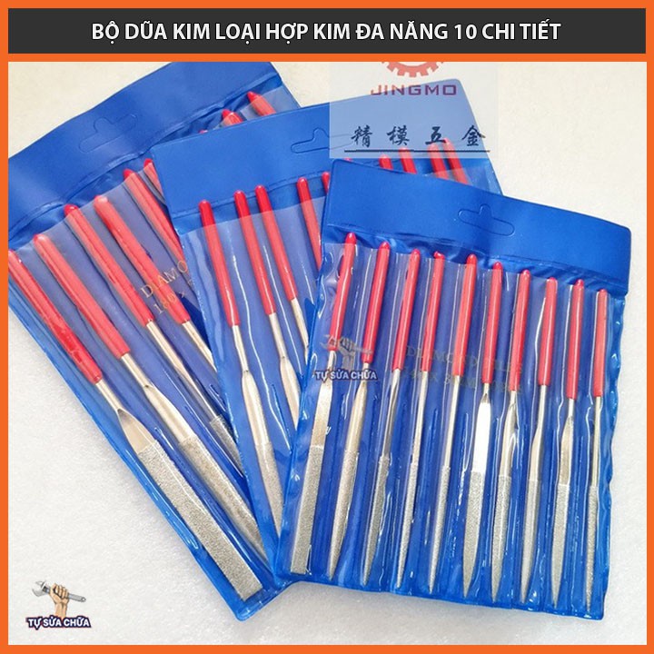 Bộ dũa mài kim loại hợp kim đa năng 10 cây các size 5x180mm, 4x160mm, 3x140mm, dũa kim cương loại xịn chính hãng DIAMOND