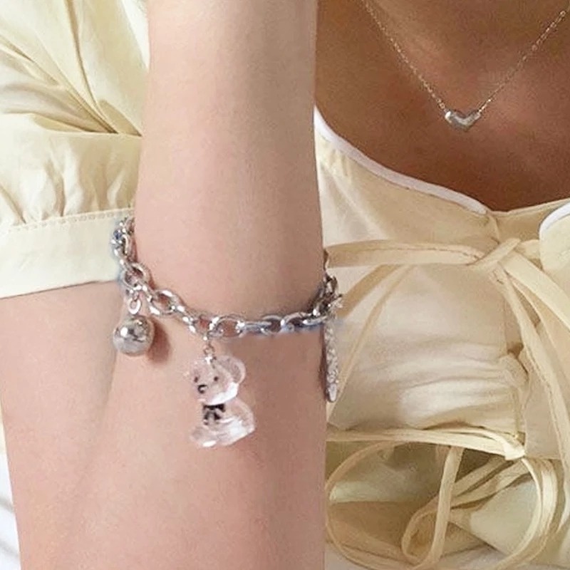 Vòng Tay Mặt Hình Gấu Bằng Acrylic Trong Suốt Dễ Thương Cho Nữ