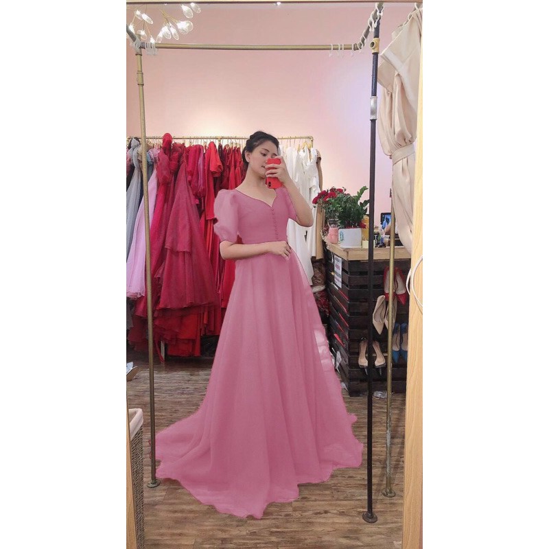 ĐẦM MAXI TAY PHỒNG NƠ LƯNG