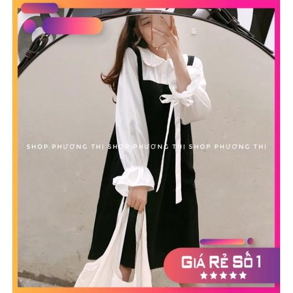 Hàng Chuẩn L1 - Hàng Chuẩn L1 - Đầm chữ A tay pha màu trắng - Váy thiết kế thời trang Hàn Quốc (hình thật/video)