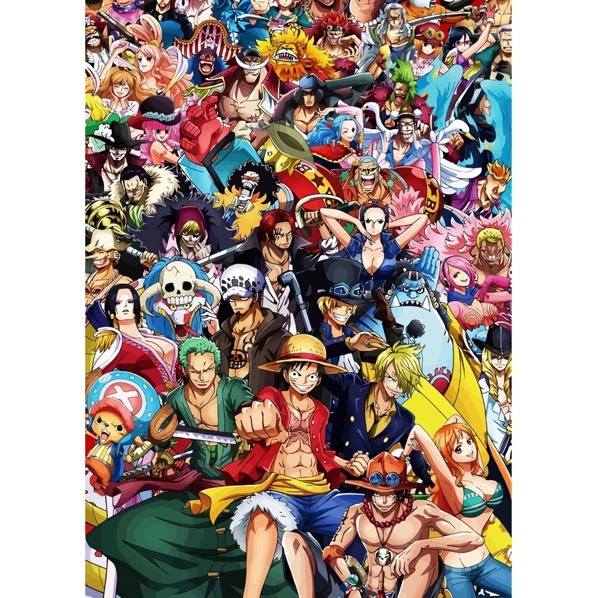 Bộ Tranh Vải Canvas Vẽ Tay DIY Hình Anime One Piece Nhật Bản