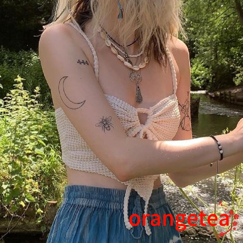Áo Dệt Kim Hai Dây Màu Trơn Cột Dây Thời Trang Mùa Hè Cho Nữ