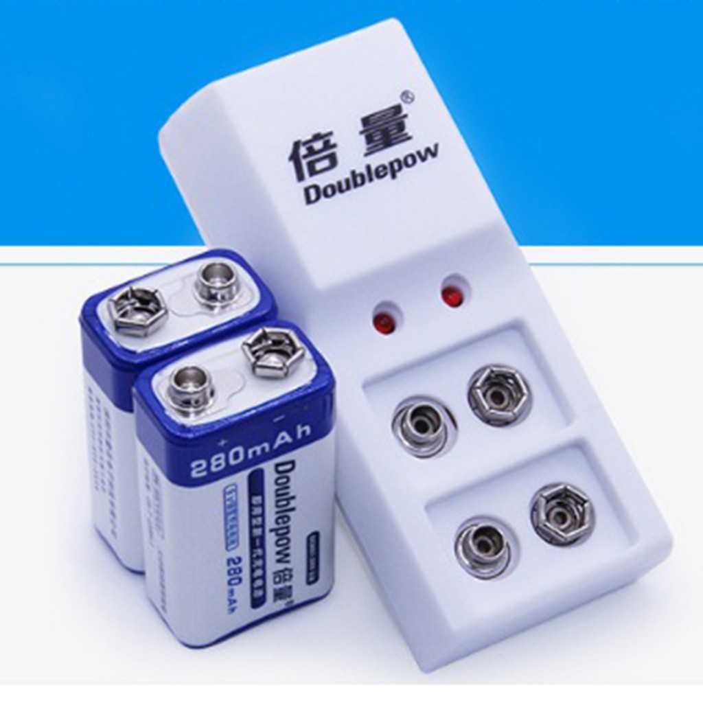 Pin vuông 9v sạc lại + tặng bộ sạc Doublepow