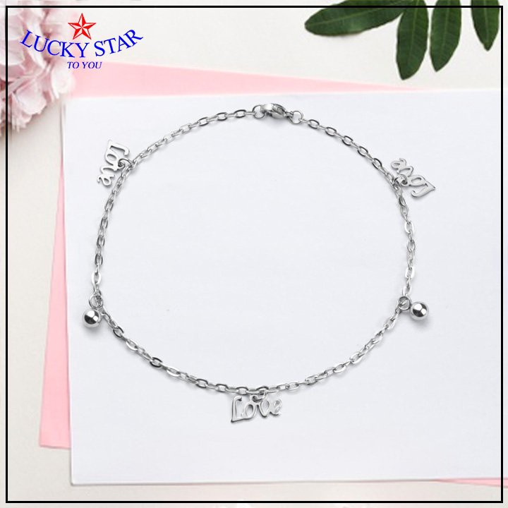Lắc chân chữ love đính bi tinh tế sang trọng