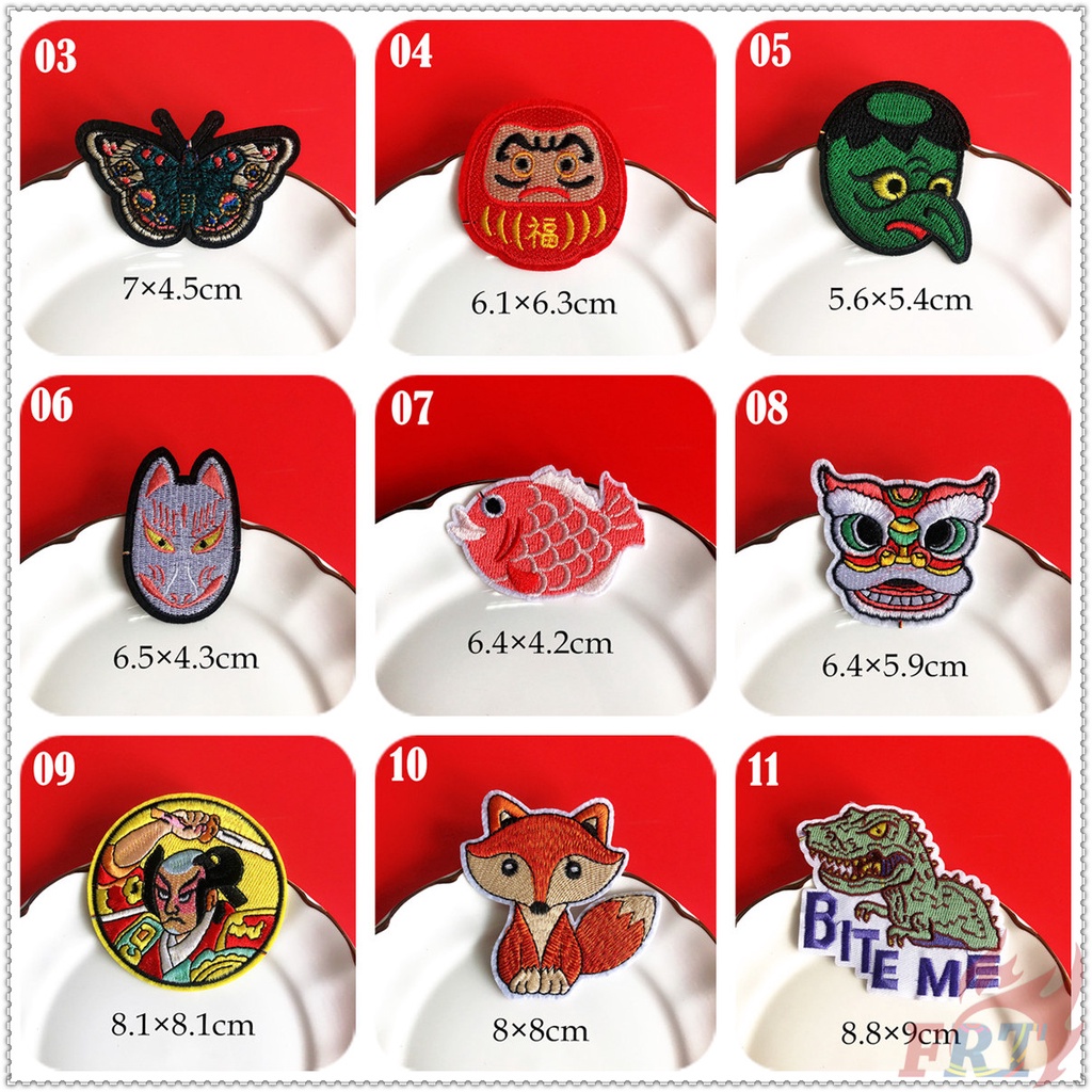 Miếng vá thêu ủi trang trí quần áo phong cách nghệ thuật Nhật Bản