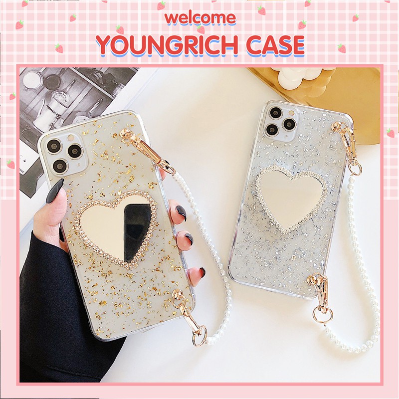 Ốp điện thoại có gương và dây đeo dành cho For Phone Case 12mini 11pro XR/XS/11/11Pro/12Pro/12Promax/7P/8P/SE/6SP 8