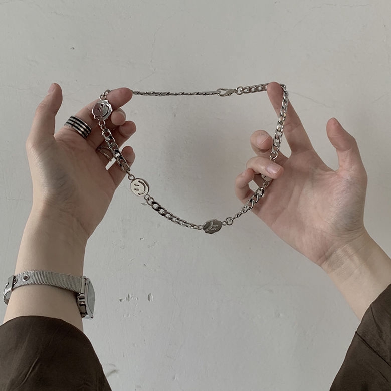 Dây chuyền mặt hình mặt cười phong cách hip hop dễ phối thời trang cho nam và nữ