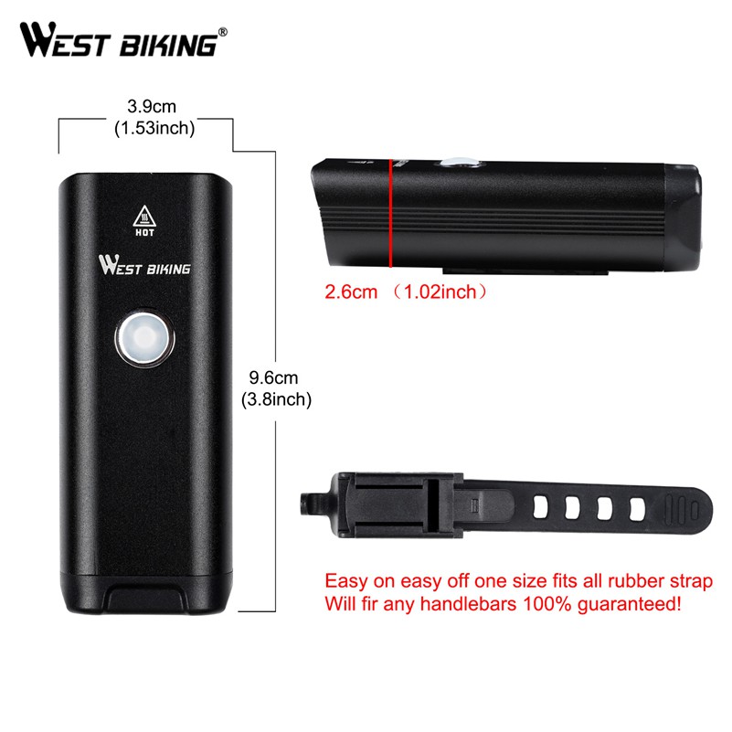 Đèn WEST BIKING Sạc USB 350 Lumen Dành Cho Xe Đạp