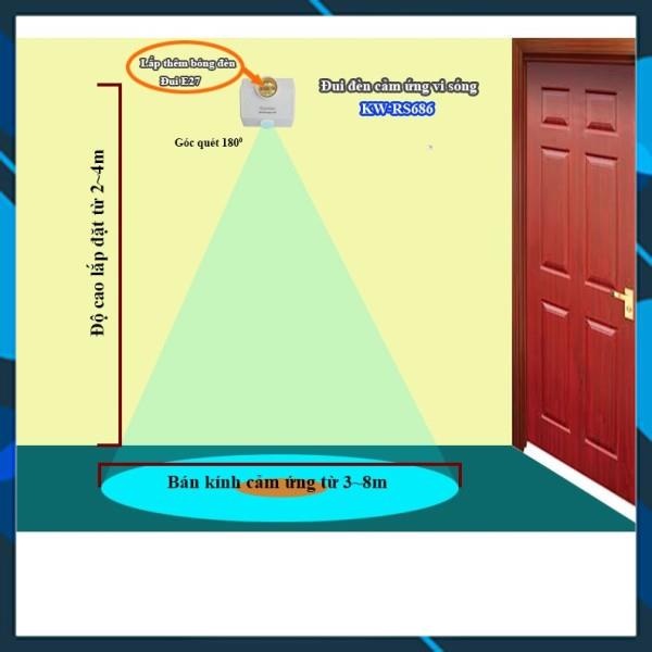 Đui đèn cảm ứng vi sóng RS686A tự động bật tắt cảm ứng chuyển động khi có người