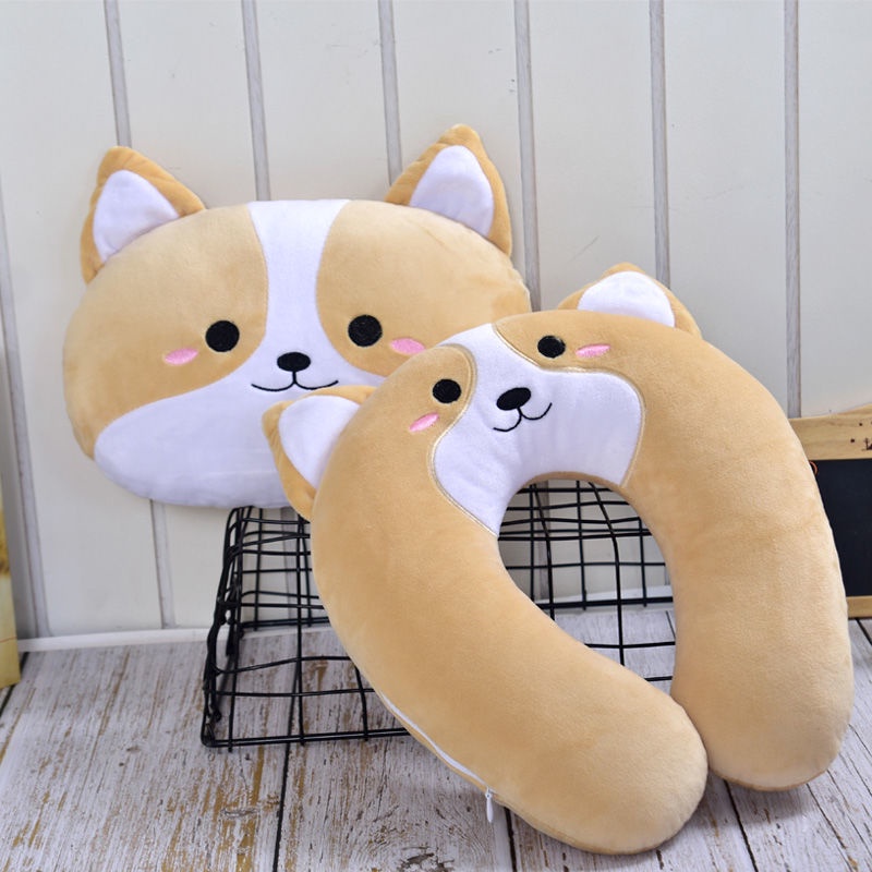 Bộ Gối Tựa Lưng Cho Xe Hơi Hình Chú Chó Corgi Đáng Yêu