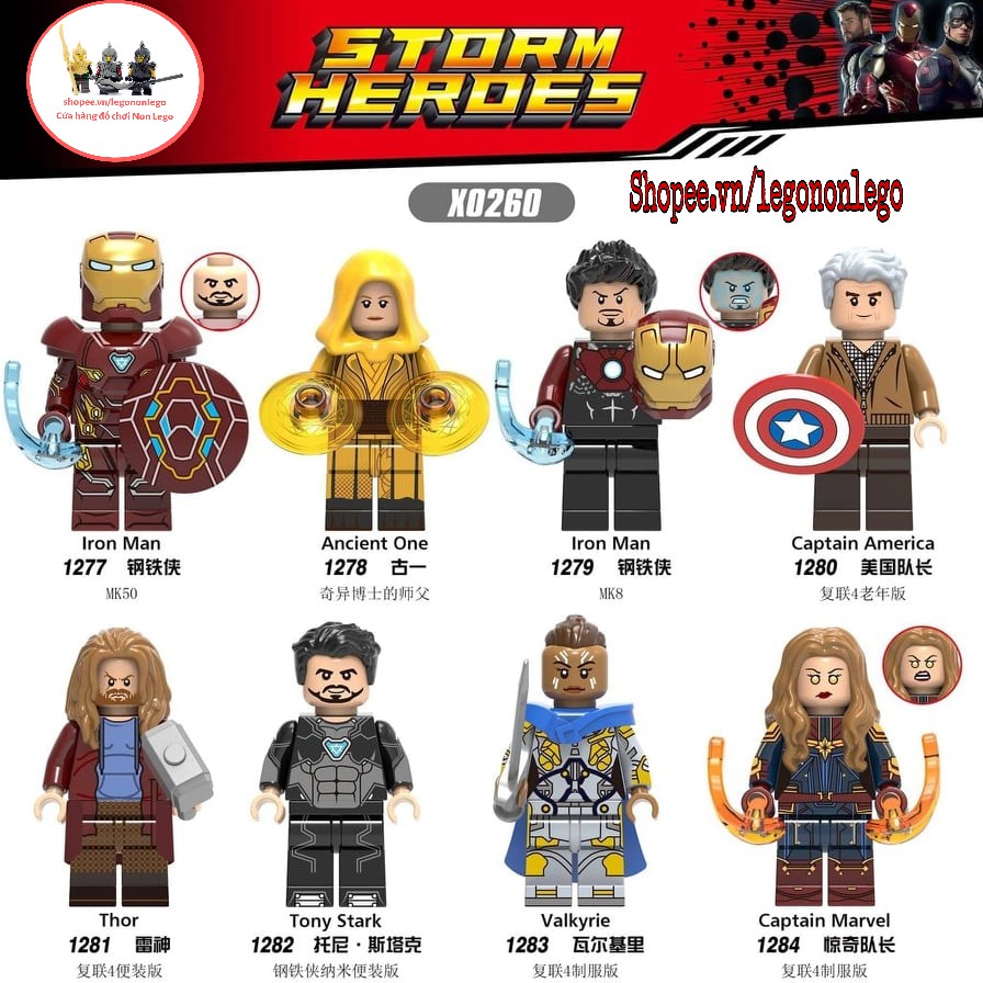 Minifigure siêu anh hùng Marvel X0260 ironman thor captain marvel