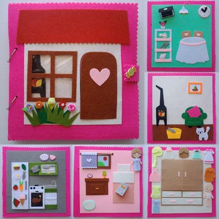 Đồ chơi Sách vải Handmade Ngôi Nhà Búp bê (Hình thật 100%) - Sách vải hoàn thiện cho bé - Dollhouse Quiet Book