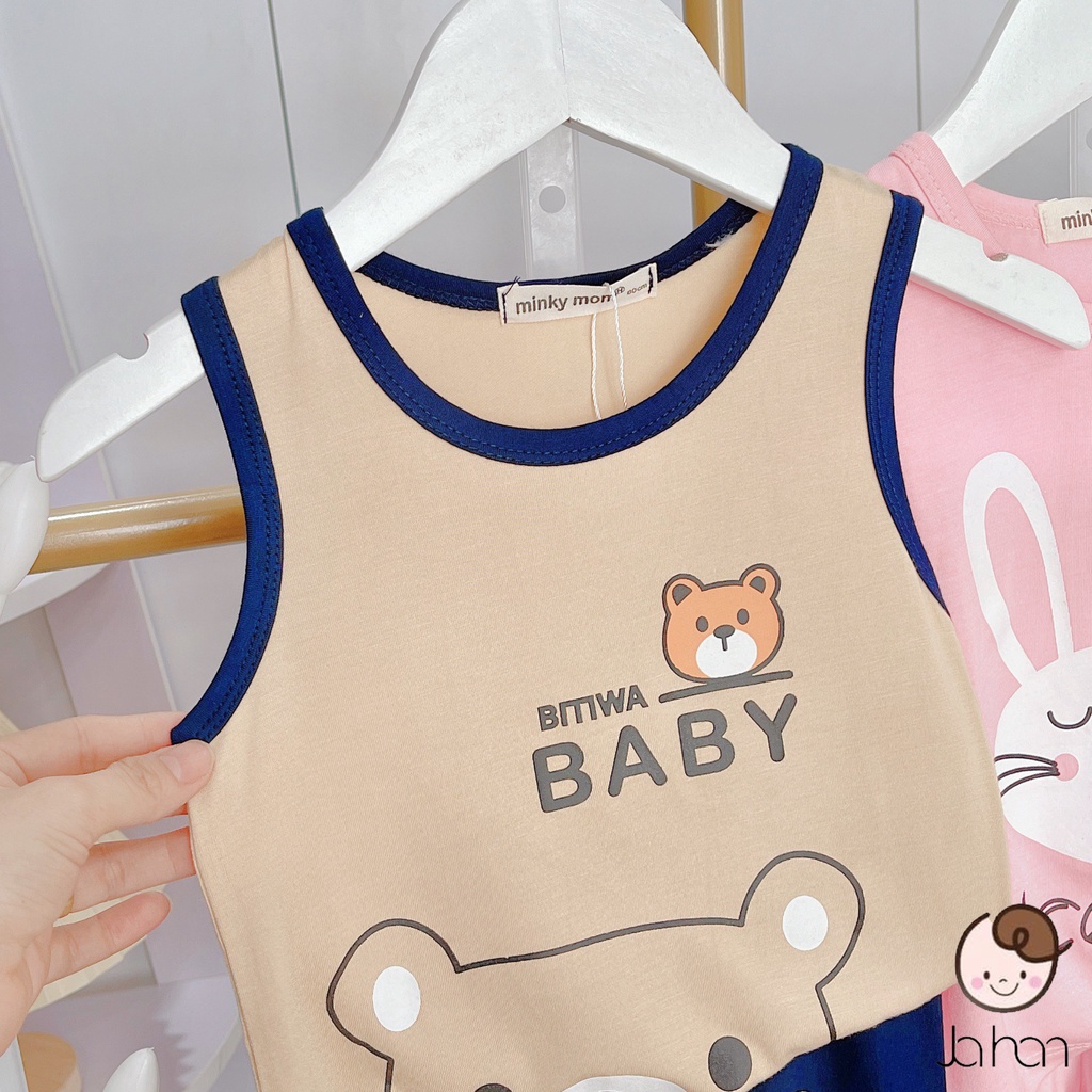 Bộ Ba Lỗ Bé Trai, Bé Gái Minky Mom Vải Thun Lạnh In Hình Thú Nhiều Màu Dễ Thương, Bộ Quần Áo Cho Bé Mặc Nhà BL2