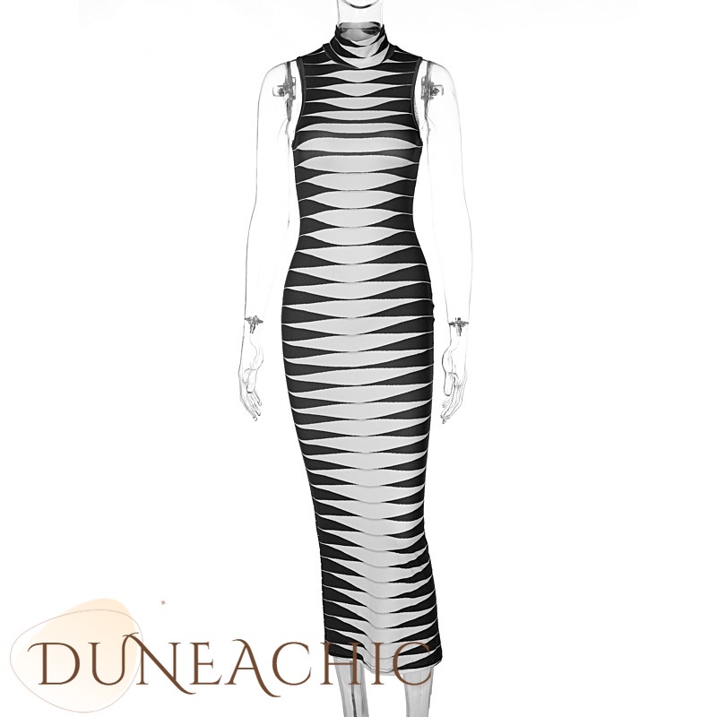 DUNEA Đầm Maxi Không Tay In Họa Tiết Xinh Xắn Dành Cho Nữ