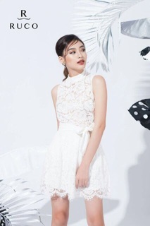Đầm ren thắt nơ Paris
