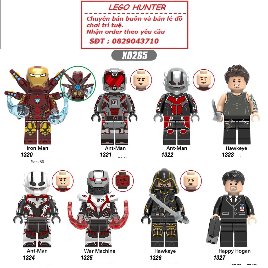 Xếp hình Marvel End Game Minifigures Nhân vật Siêu anh hùng ironma Hawkeye Warmachine ant-man X 0265