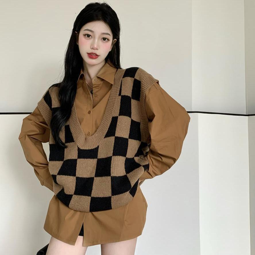 Set áo sơ mi tay dài và áo len không tay thời trang cổ điển (có bán lẻ)