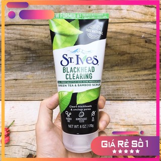 Tẩy Da Chết Làm Sạch Mụn Đầu Đen Chiết Xuất Trà Xanh St.Ives Blackhead Clearing Green Tea Scrub 170g
