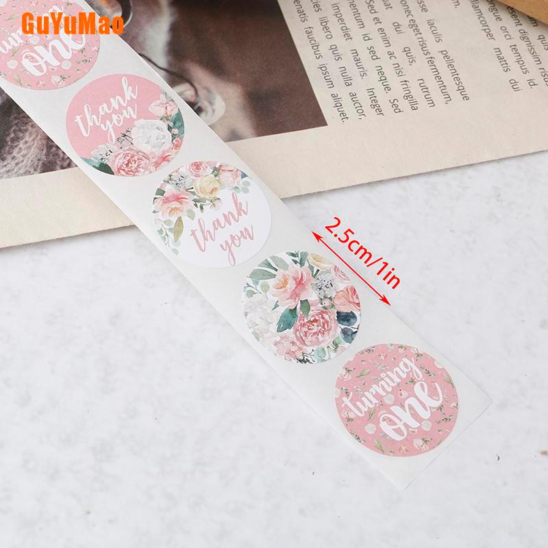 1 Cuộn 500 Nhãn Dán Chữ Thank You Kèm Hoa Cho Tiệc Cưới