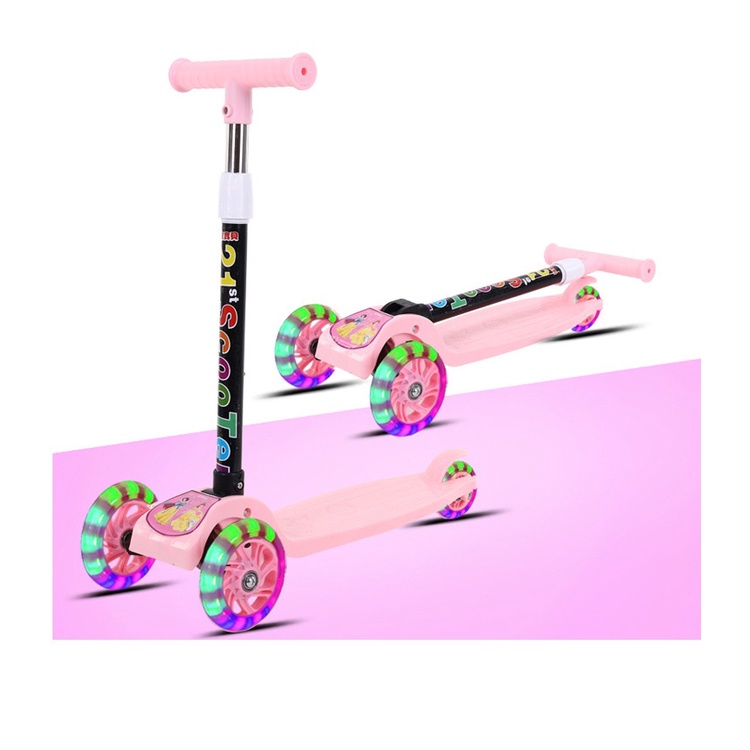 Xe trượt Scooter có ghế ngồi, bánh Hummer 5cm phát sáng, đèn gầm, có nhạc - Gấp gọn, chỉnh độ cao, an toàn cho bé!!