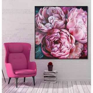Tranh canvas hoa mẫu đơn 60x60 kèm khung