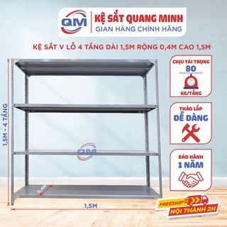 Kệ Sắt V Lỗ, Bán Hàng 4 Tầng Dài 1,5m Rộng 0,4m Cao 1,5m QUANG MINH, Kệ sắt v lỗ - QM15