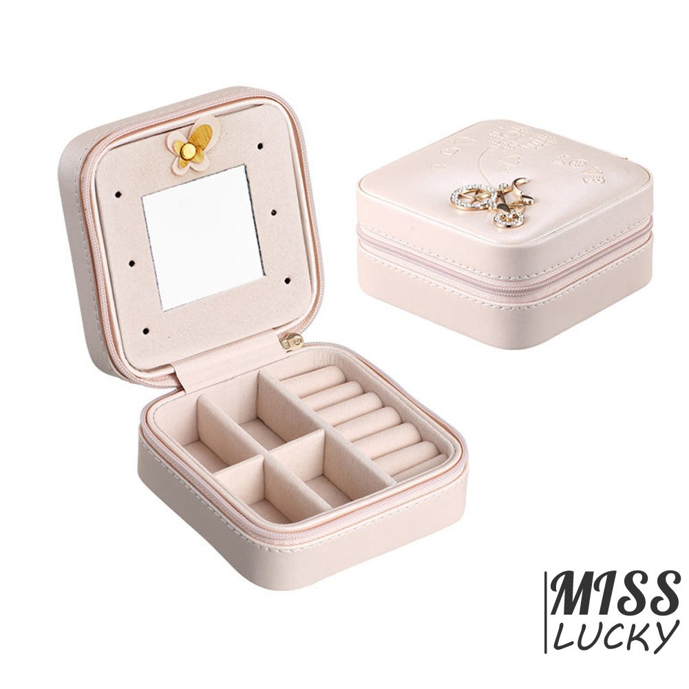 Hộp đựng đồ trang sức 10*10*5cm bằng PU nhỏ gọn tiện dụng