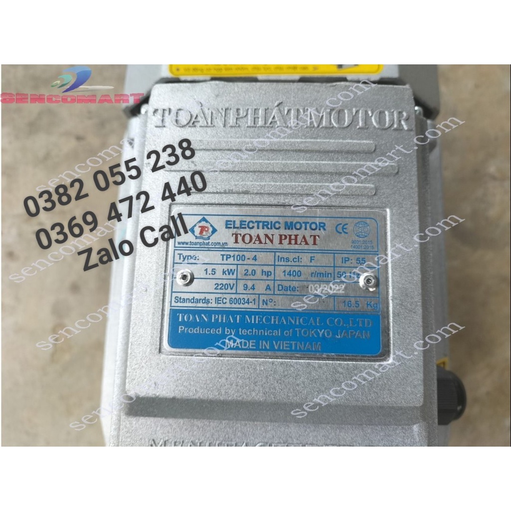 GIẢM GIÁ mô tơ động cơ điện 1 pha 1,5kw tốc chậm 1400v/p, dây đồng 100%, bảo hành 12 tháng