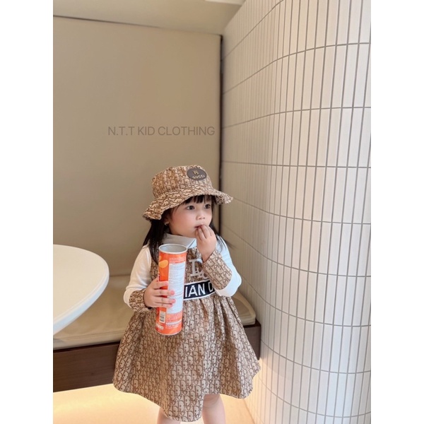 Set áo zip + váy + nón đi ò cho bé gái