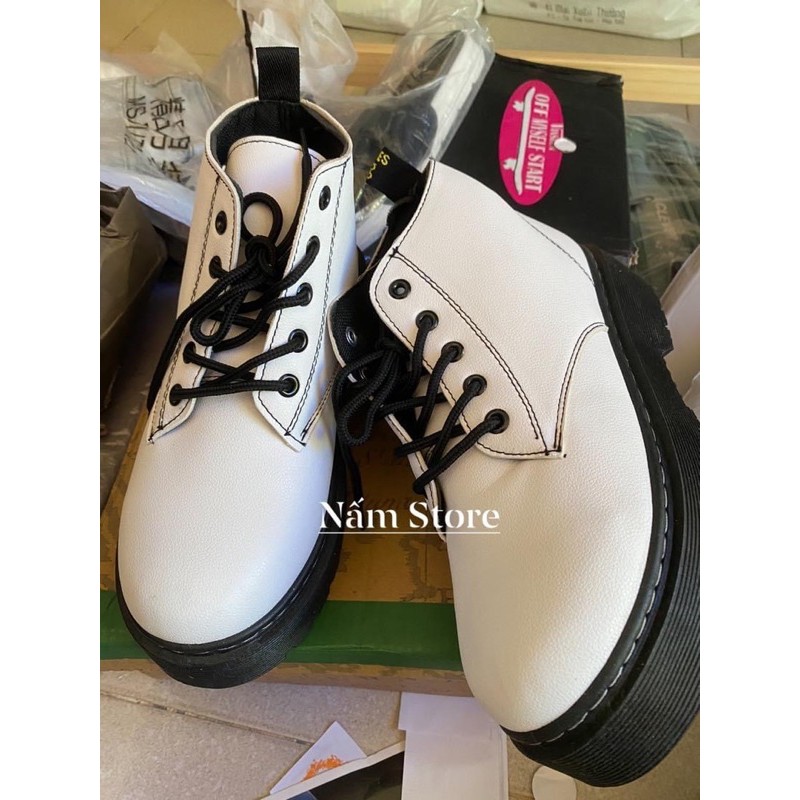 Giày boots cao cổ ulzzang màu trắng, đen (sẳn trắng 37)