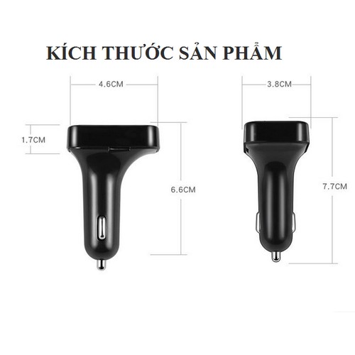 [Mã LIFEXANH03 giảm 10% đơn 500K] Tẩu sạc USB kép rảnh tay kiêm máy nghe nhạc MP3 bluetooth phát FM cho xe ô tô