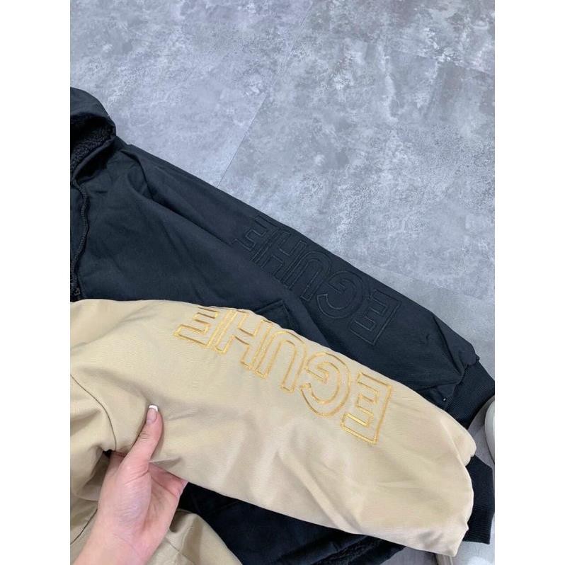 Áo kaki lót lông cừu thêu chữ | BigBuy360 - bigbuy360.vn