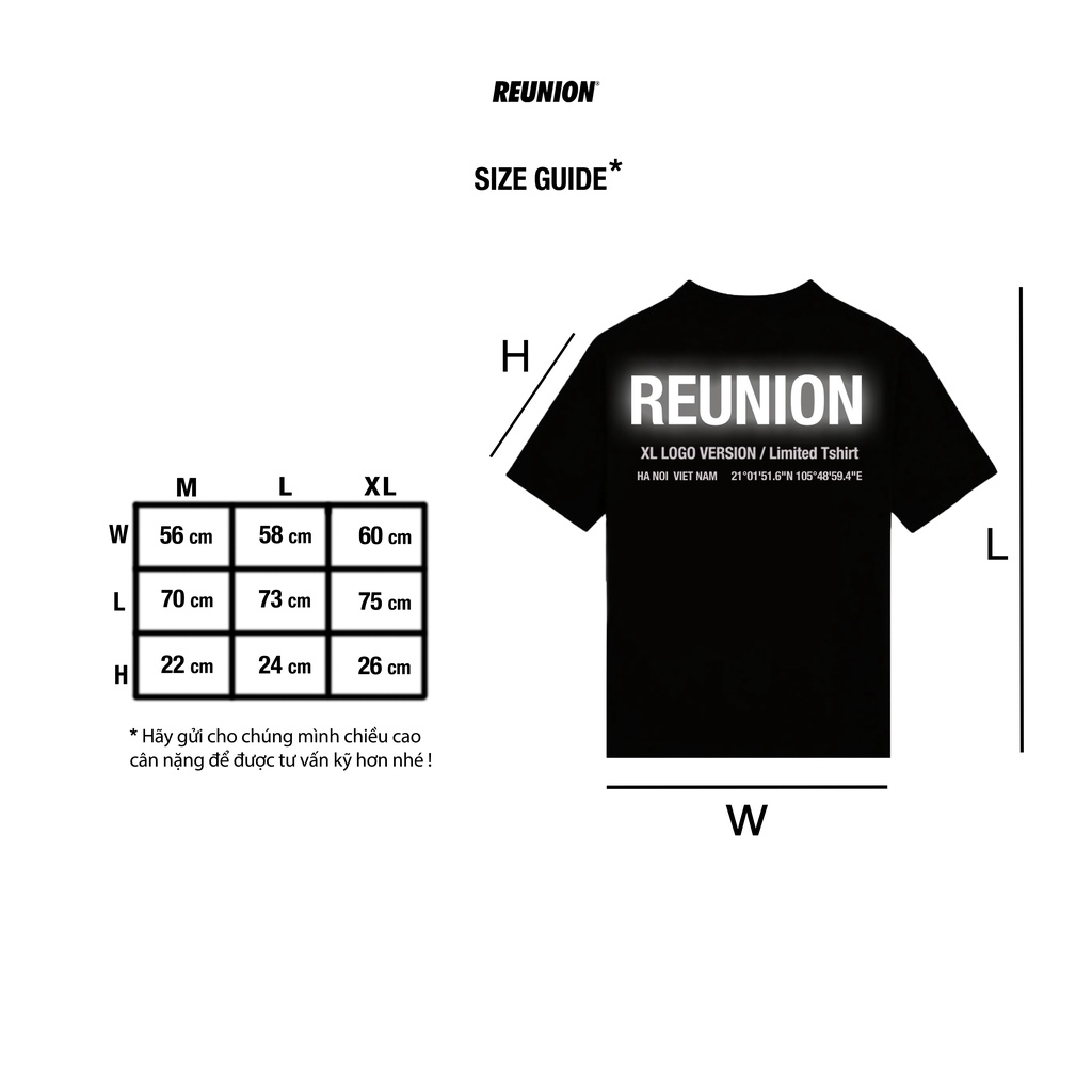 REUNION Áo Thun Logo phản quang
