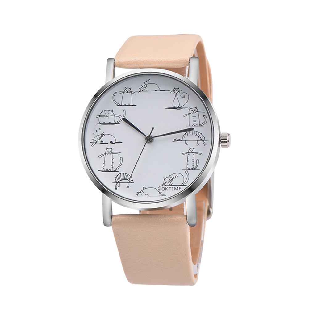Đồng Hồ Dây Da Giả Mặt Hình Mèo Dễ Thương Cho Nữ | BigBuy360 - bigbuy360.vn