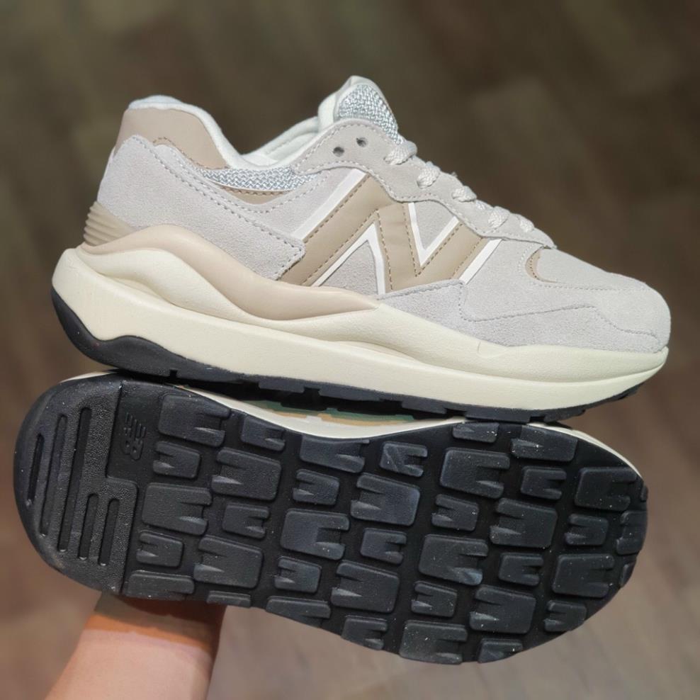 Giày Sneaker chữ N trắng giày chữ N nâu kem mẫu mới đế cao nam nữ ảnh thật GIÀY NB 5740 kem NB 57/40 XÁM TRẮNG NAM NỮ