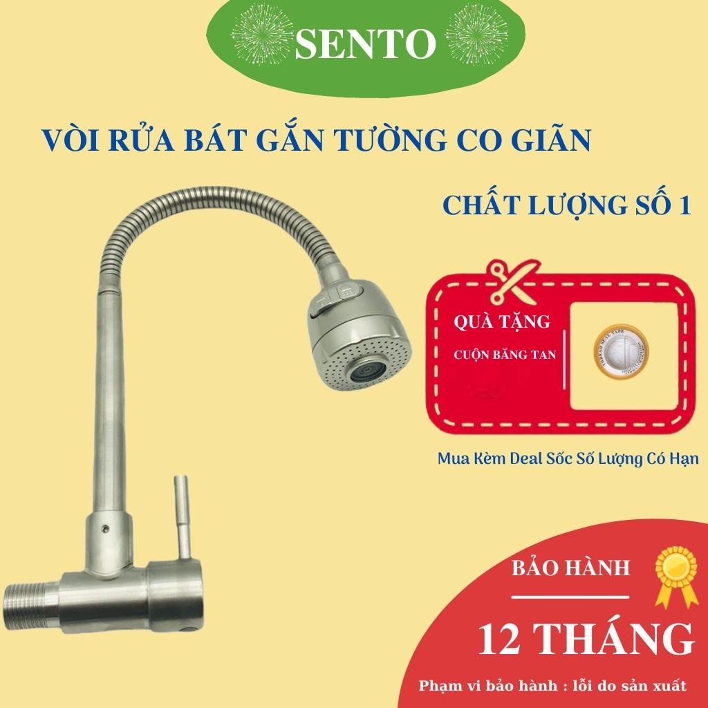 Vòi Rửa Bát Rửa Chén Vòi Chậu Rửa Bát Lạnh Lò Xo Gắn Tường SENTO Chất Liệu Inox304 Xoay 360 Độ