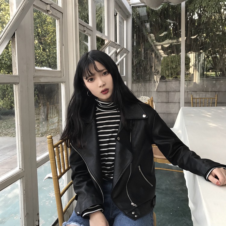 Áo khoác da nữ dáng ngắn