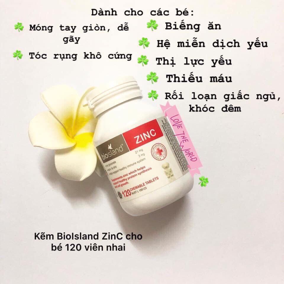 BIO ISLAND ZINC 120 VIÊN - BỔ SUNG KẼM CHO TRẺ