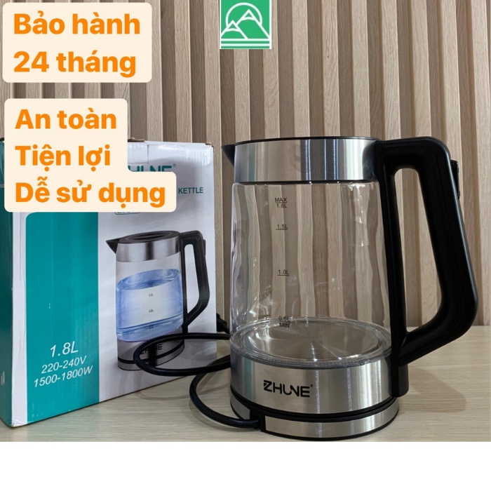 Bình đun siêu tốc, ấm đun nước cao cấp chính hãng ZHUNE 1.8L bảo hành 24 tháng toàn quốc.