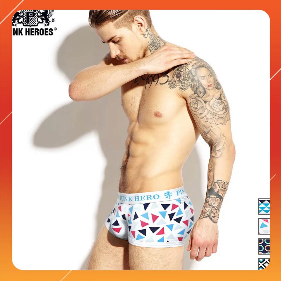 Có size 100KG – Combo 4 quần lót đùi thông hơi boxer nam Pink Hero cotton co dãn 4 chiều khử mùi hôi (sỉ inbox)