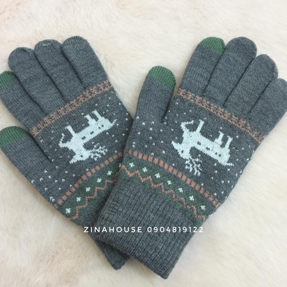 [FREESHIP] Găng tay len nữ - họa tiết các loại