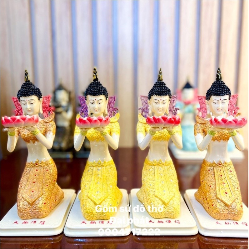 Tượng tiên nữ dâng đèn, Cô tiên thái dâng đèn đủ màu kích thước cao 16cm