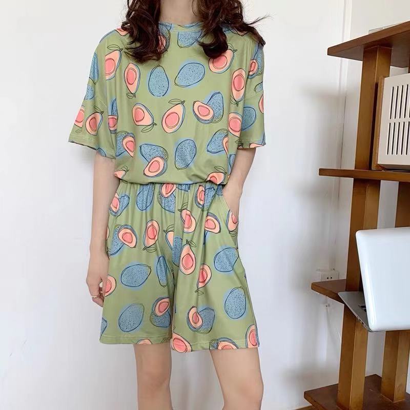 Bộ Đồ Ngủ Pijama Mặc Nhà, Thun Spandex In Hoạt Hình Áo Cộc Và Quần Ngắn Cute, Set Đồ Ngủ Dễ Thương, Đồ Bộ Nữ | BigBuy360 - bigbuy360.vn