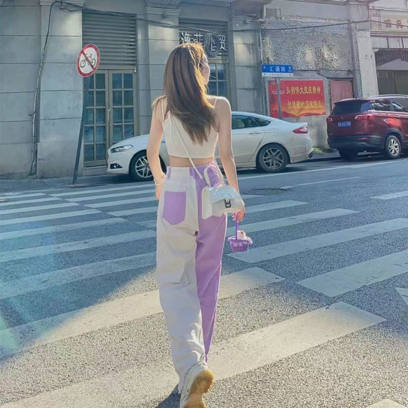 Quần Jean Nữ Màu Tím Phong Cách Hip Hop Đường Phố Mới