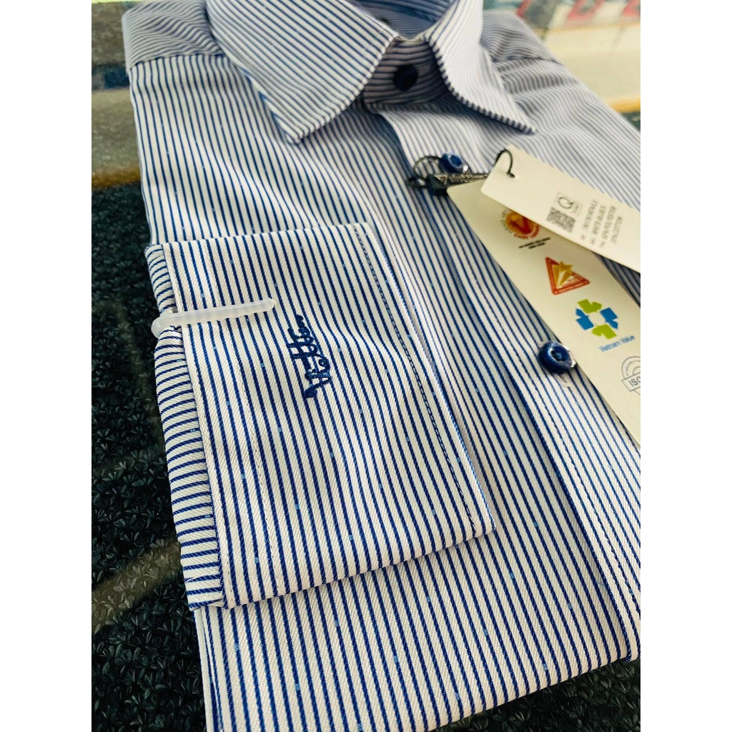 Áo sơ mi dài tay ♥️FREESHIP ♥️ Áo sơ mi Việt Tiến chính hãng kiểu sọc xanh trắng 1N1781NT4/L3