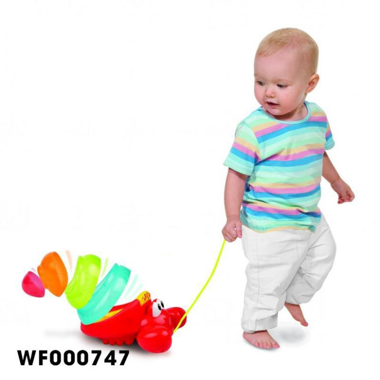 Đồ chơi kéo xe kết hợp tháp xếp chồng hình con cua có đèn nhạc Winfun 0747 cho bé từ 6 tới 24 tháng