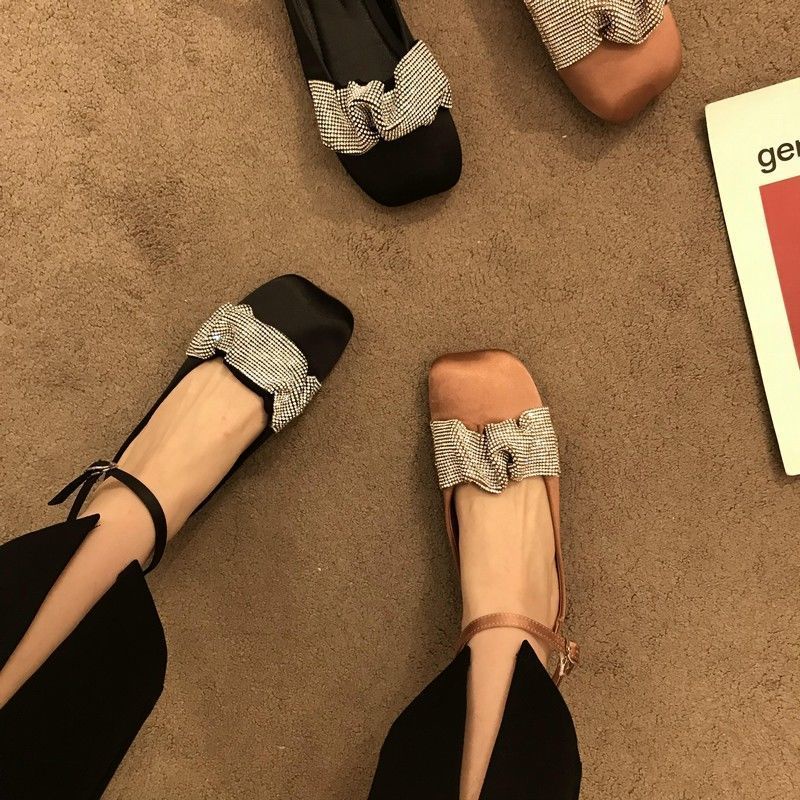 Oeteo Giày Búp Bê Đế Thấp Đính Đá Thời Trang Dành Cho Nữ