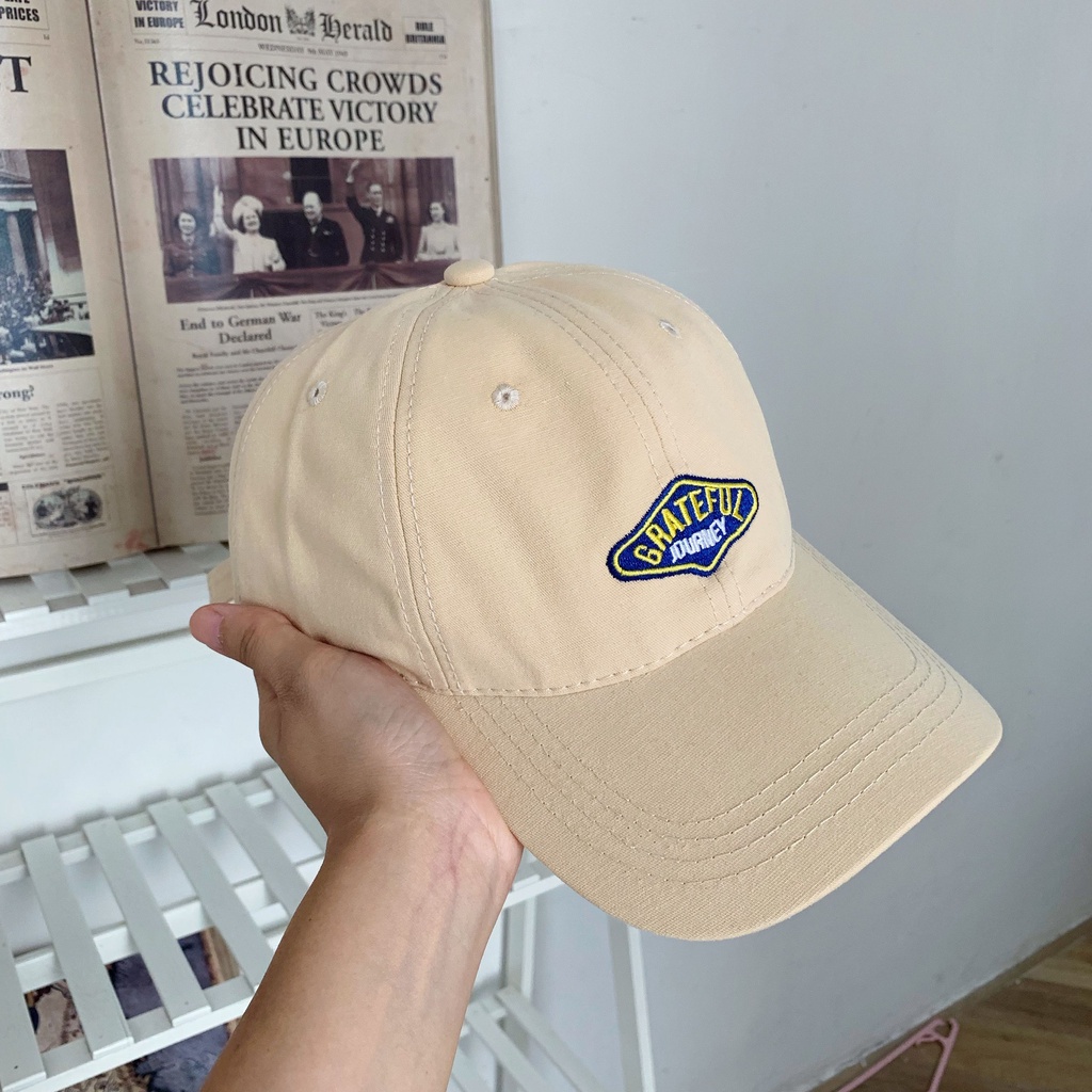 Nón/Mũ Lưỡi Trai Ulzzang Vintage Vải Cotton Cao Cấp Trơn Họa Tiết Thêu Chữ 3 Màu Phong Cách Hàn Quốc - Iclassy_shoes