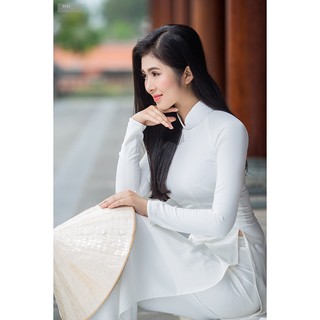 Áo dài trắng phi lụa Thái đẹp new 100% giá cực tốt