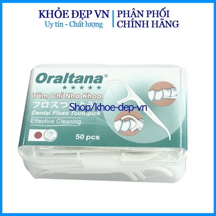 Tăm chỉ nha khoa ORALTANA 5 sao hộp 50 chiếc , sản phẩm đạt chuẩn bộ y tế an toàn khi sử dụng